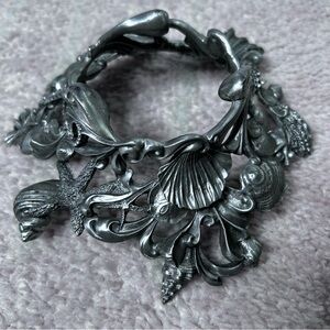 Vintage 1994 Seagull Canada Pewter Bowl Stand Candle Ring Ocean Motif Coastal